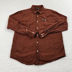 Columbia Shirt‎ Men's Medium Orange Flannel Check Button Up Outdoor Gorpcore